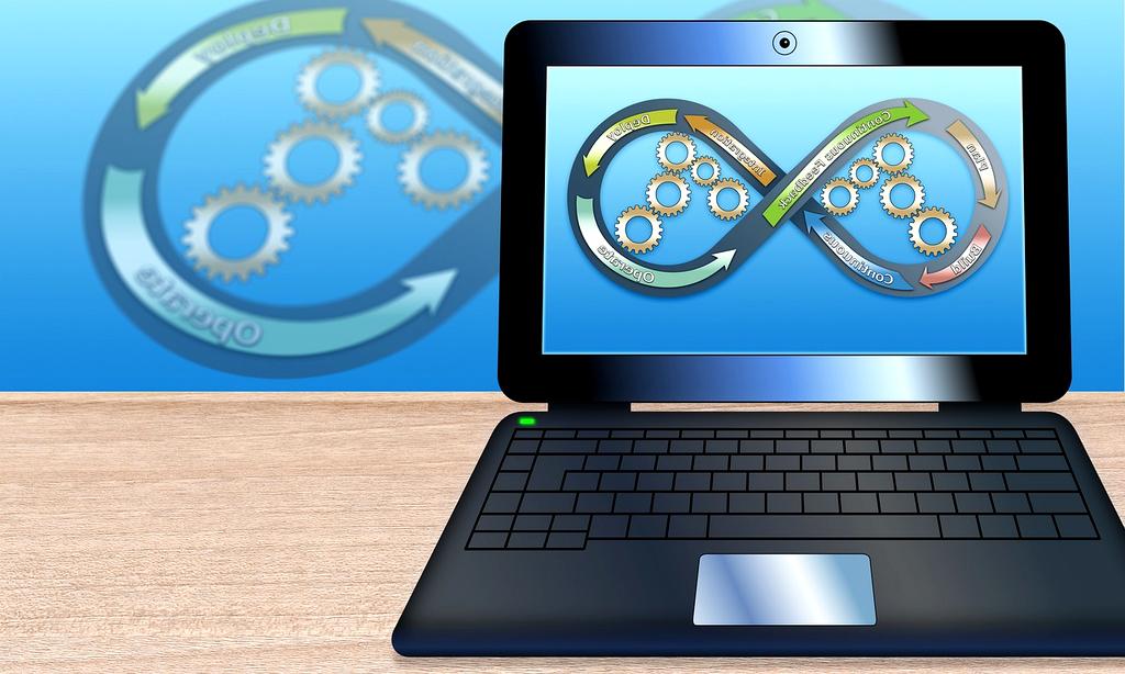 AI and productivity illustration with charts and devices